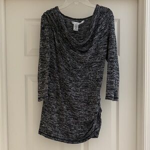 Max Studio Asymmetrical Charcoal and Black Knit Top